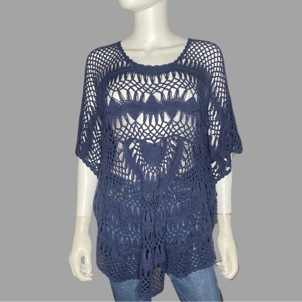 Chico’s Indigo‎ Bohemian Knitted Poncho